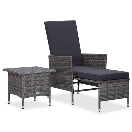 2-delige Loungeset met kussens poly rattan grijs 1