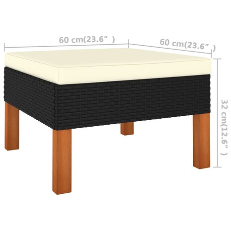 3-delige Loungeset poly rattan en massief eucalyptushout 6