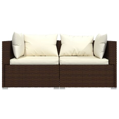 3-delige Loungeset met kussens poly rattan bruin 4