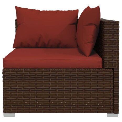 3-delige Loungeset met kussens poly rattan bruin 6