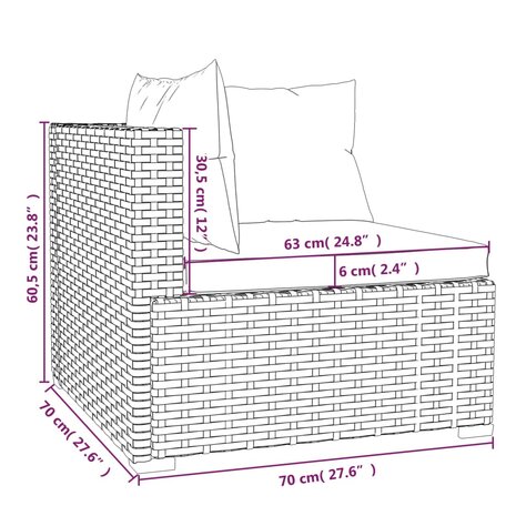 3-delige Loungeset met kussens poly rattan bruin 8