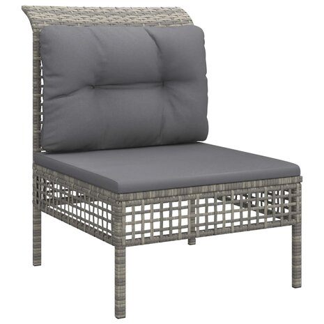 4-delige Loungeset met kussens poly rattan grijs 5