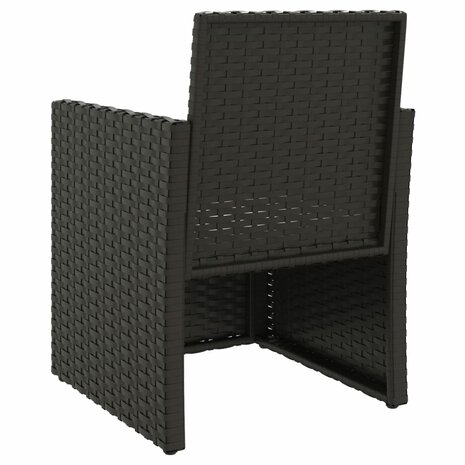 3-delige Loungeset met kussens poly rattan zwart 6