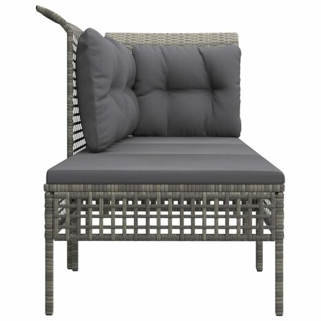 3-delige Loungeset met kussens poly rattan grijs 5