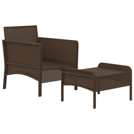 2-delige Loungeset met kussens poly rattan bruin 4