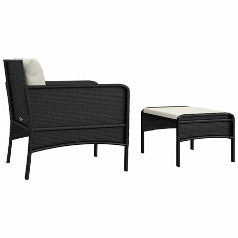 2-delige Loungeset met kussens poly rattan zwart 5