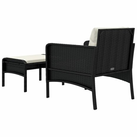 2-delige Loungeset met kussens poly rattan zwart 6