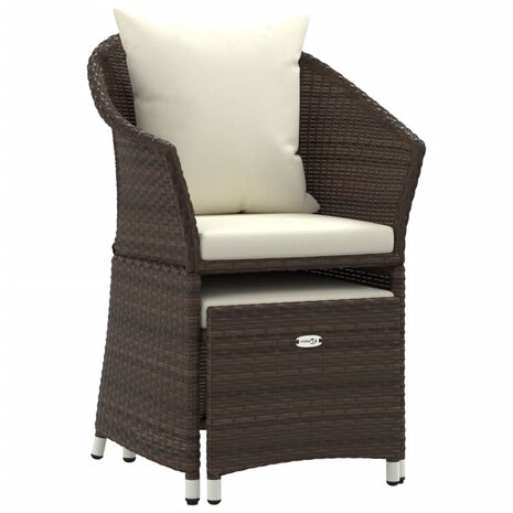 2-delige Loungeset met kussens poly rattan bruin 4