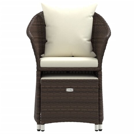 2-delige Loungeset met kussens poly rattan bruin 5