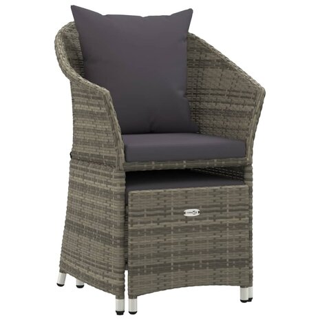 2-delige Loungeset met kussens poly rattan grijs 3