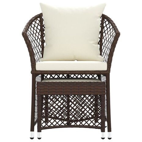 2-delige Loungeset met kussens poly rattan bruin 4