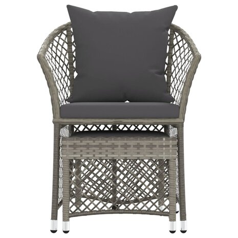 2-delige Loungeset met kussens poly rattan grijs 4