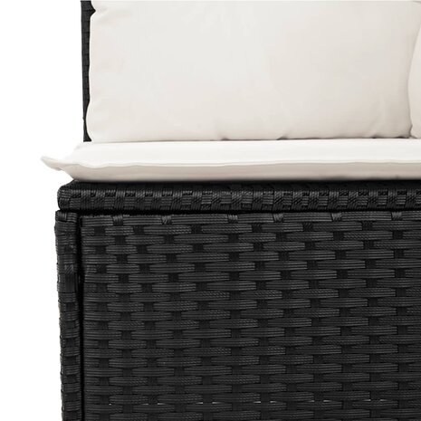 3-delige Loungeset met kussens poly rattan zwart 5