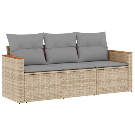 3-delige Loungeset met kussens poly rattan gemengd beige 2