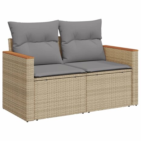 3-delige Loungeset met kussens poly rattan gemengd beige 3