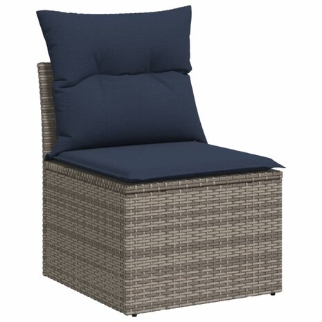 3-delige Loungeset met kussens poly rattan grijs 3