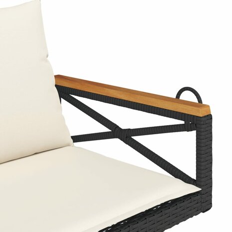 Schommelbank met kussens 109x62x40 cm poly rattan zwart 7