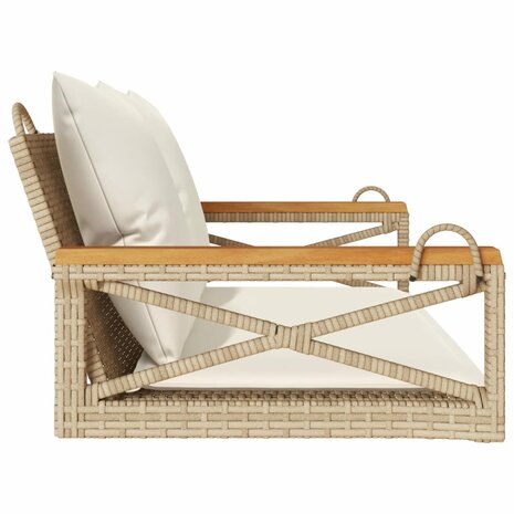 Schommelbank met kussens 109x62x40 cm poly rattan beige 5