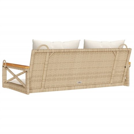 Schommelbank met kussens 109x62x40 cm poly rattan beige 6