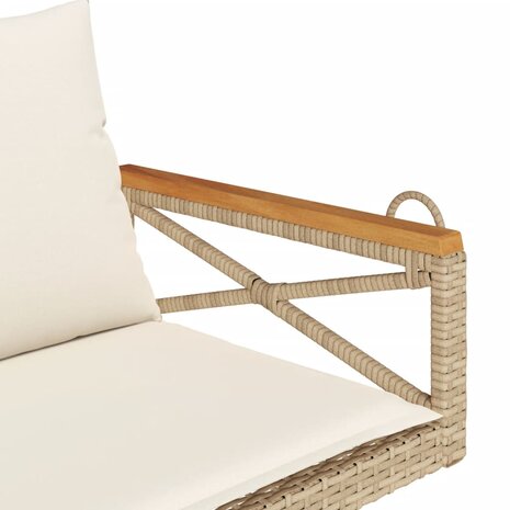 Schommelbank met kussens 109x62x40 cm poly rattan beige 7