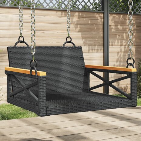 Schommelbank 63x62x40 cm poly rattan zwart 1