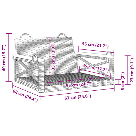 Schommelbank 63x62x40 cm poly rattan beige 9