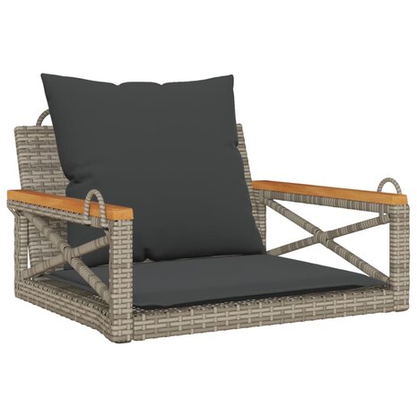 Schommelbank met kussens 63x62x40 cm poly rattan grijs 2