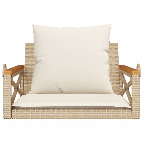 Schommelbank met kussens 63x62x40 cm poly rattan beige 4