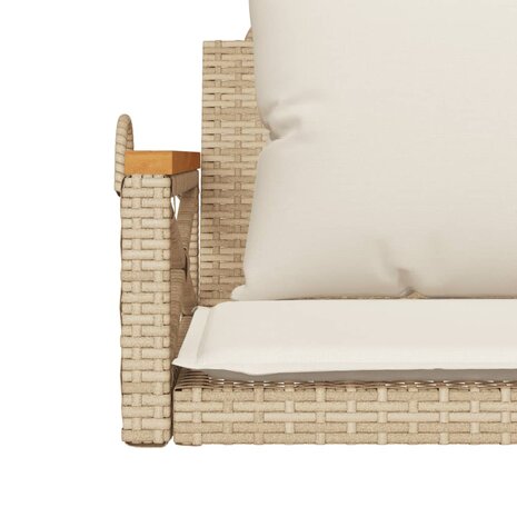 Schommelbank met kussens 63x62x40 cm poly rattan beige 8