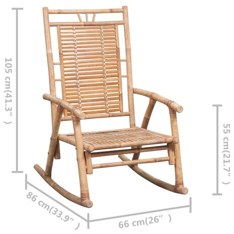 Schommelstoel met kussen bamboe 8