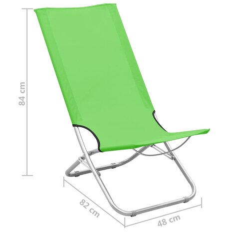 Strandstoelen 2 st inklapbaar stof groen 8