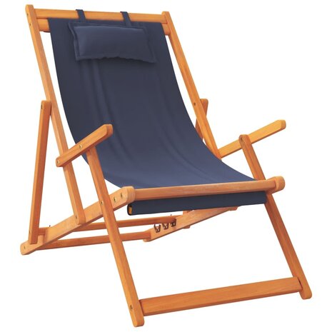 Strandstoelen 2 st inklapbaar stof blauw 3