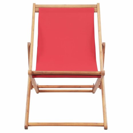 Strandstoel inklapbaar stof en houten frame rood 2