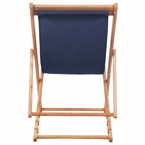 Strandstoel inklapbaar stof en houten frame blauw 4