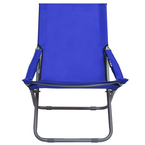 Strandstoelen 2 st inklapbaar stof blauw 2