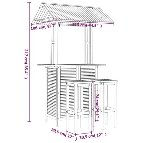 3-delige Tuinbarset massief acaciahout 9