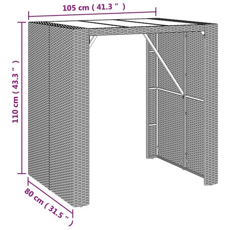 5-delige Tuinbarset met kussens poly rattan zwart 7