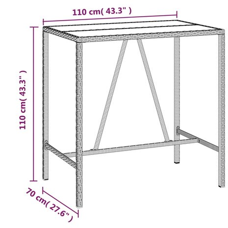 5-delige Tuinbarset poly rattan en massief acaciahout grijs 7