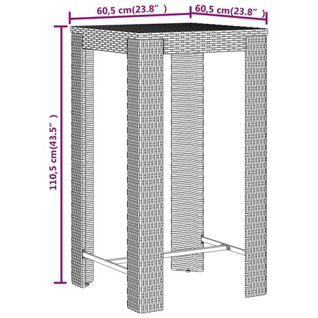 3-delige Tuinbarset poly rattan en massief acaciahout zwart 8