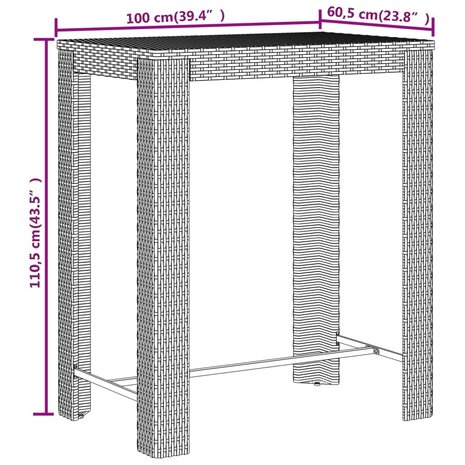 5-delige Tuinbarset poly rattan en massief acaciahout grijs 8