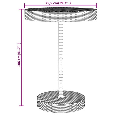 5-delige Tuinbarset poly rattan en massief acaciahout grijs 8