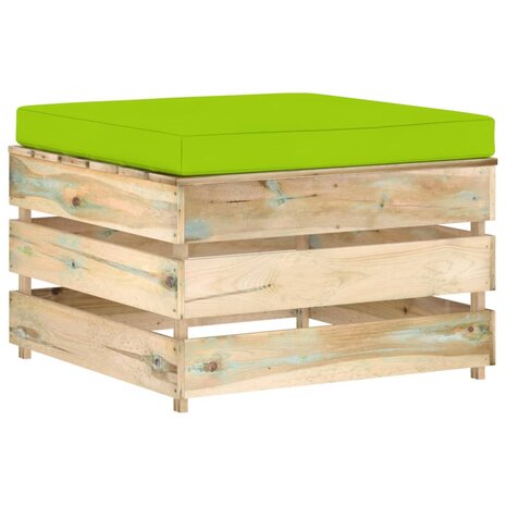 Hocker sectioneel met kussen groen geïmpregneerd hout 1