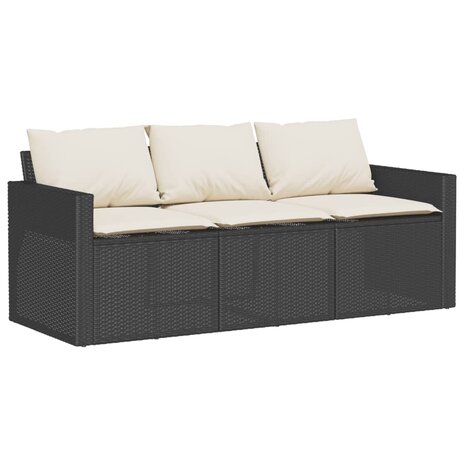 2-delige Tuinset met kussens poly rattan zwart 4