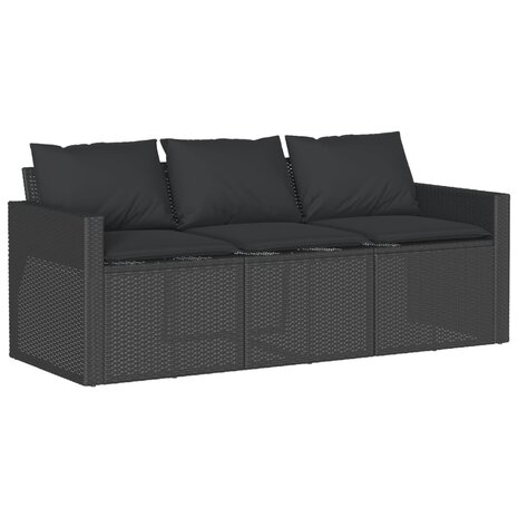 2-delige Tuinset met kussens poly rattan zwart 4