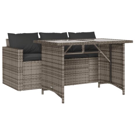 2-delige Tuinset met kussens poly rattan grijs 2