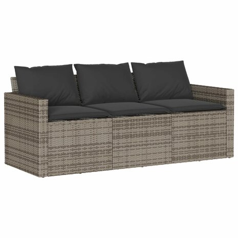 2-delige Tuinset met kussens poly rattan grijs 4