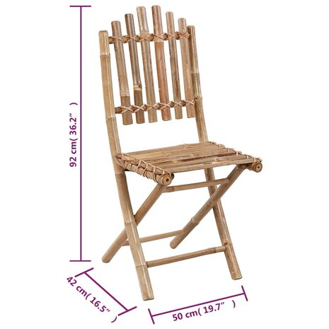 Tuinstoelen 2 st inklapbaar met kussens bamboe 11