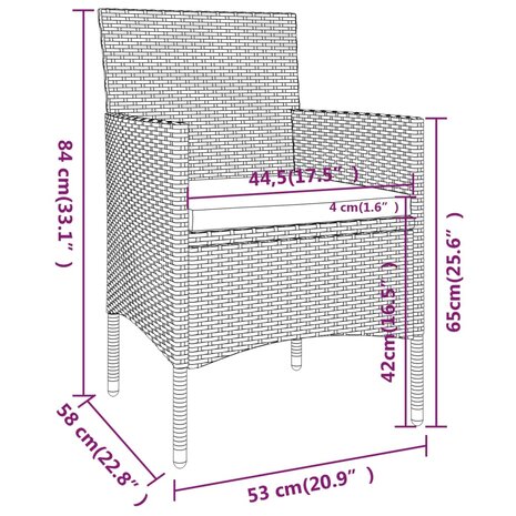 4-delige Tuinstoelen- en voetenbankenset poly rattan grijs 11