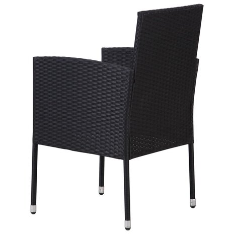 Tuinstoelen 4 st poly rattan zwart 5