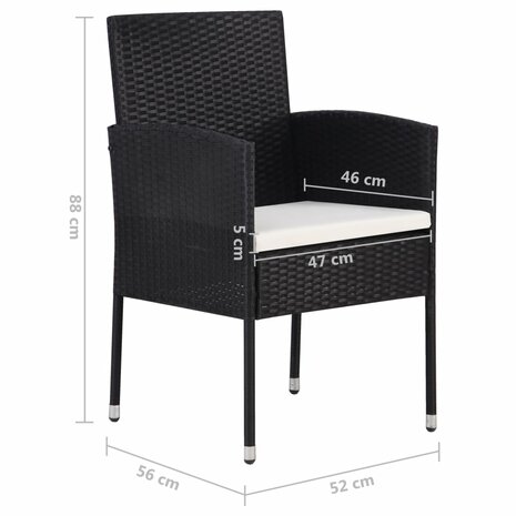 Tuinstoelen 4 st poly rattan zwart 7